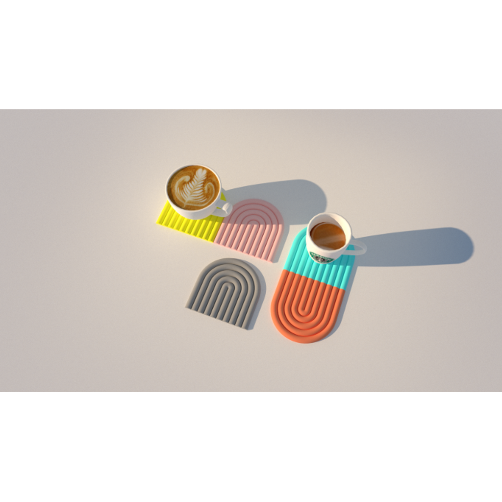 Yarım Daire Minimalist Bardak Altlığı