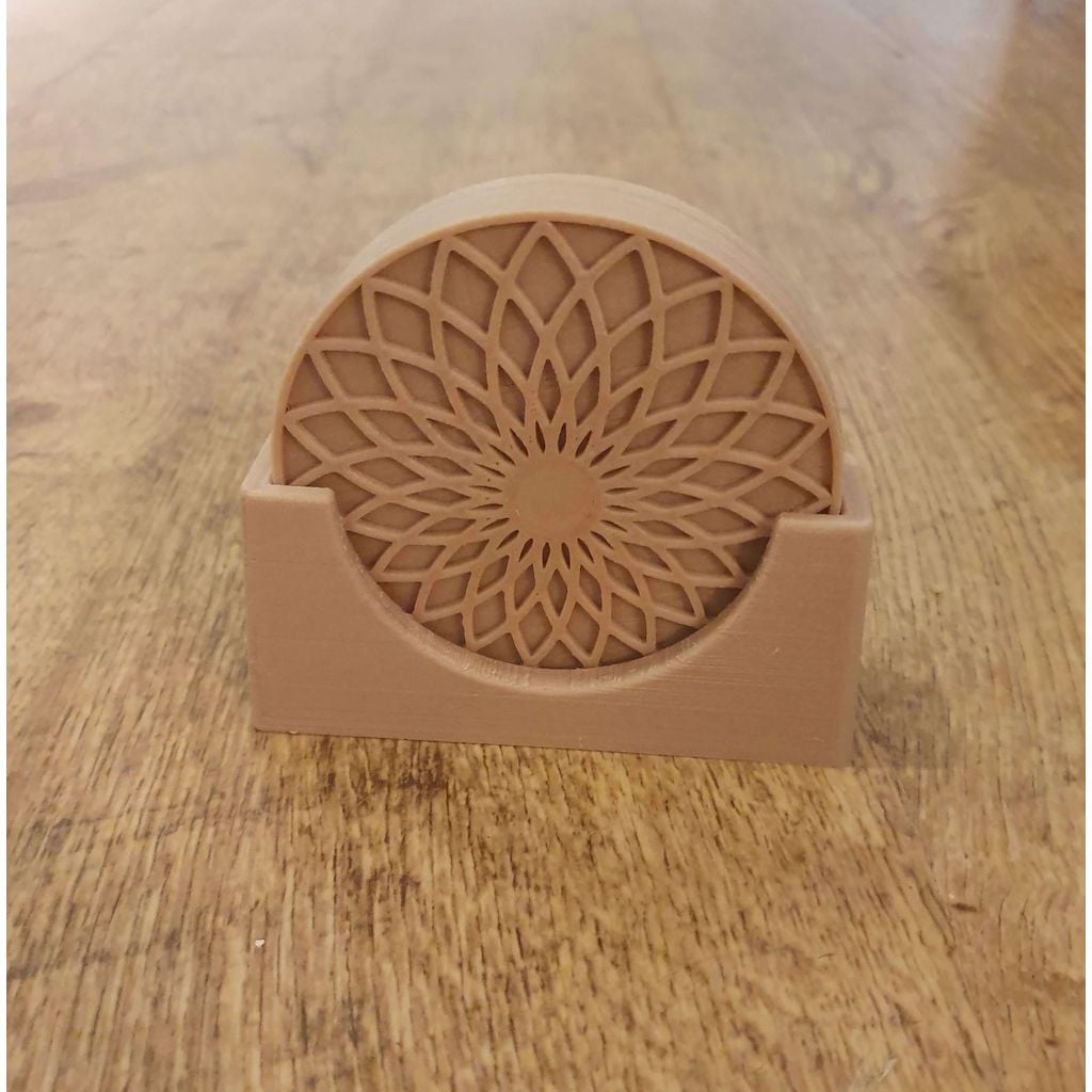Mandala Desenli Bardak Altlığı ve Standı