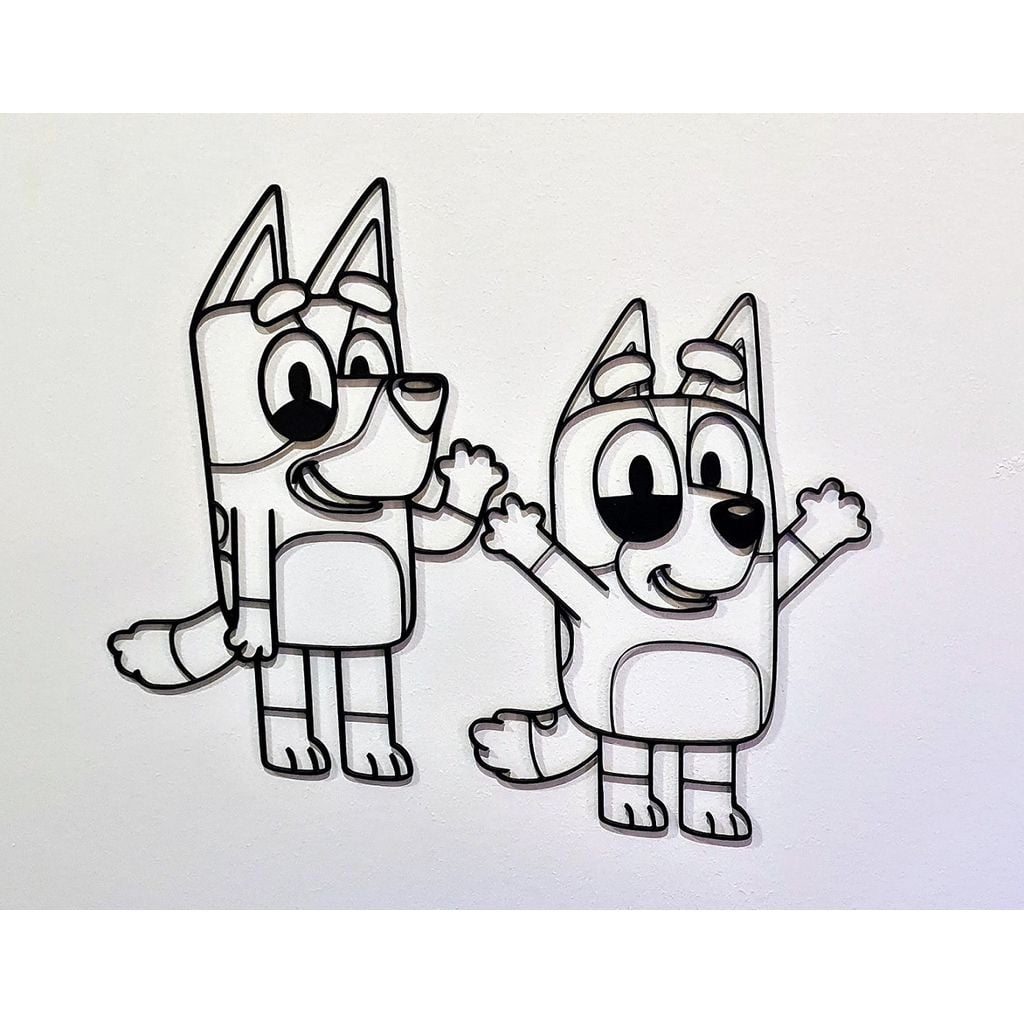 Bluey ve Bingo 2D Duvar Sanatı