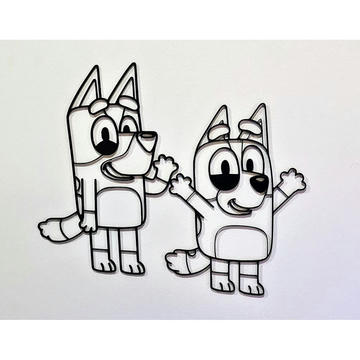 Bluey ve Bingo 2D Duvar Sanatı